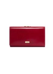 Red leather women's wallet PL-128-4B(KS), front product view on white background.