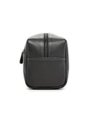 Black leather men's cosmetic bag TORMS-0528-99(Z26) - side view of the product, on a white background.