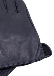 Men's leather gloves in navy blue REKMS-0009A-69(Z25), close-up of the product detail on a white background.
