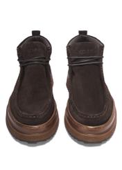Dark brown suede men's ankle boots BUTYM-0577-1I(Z26), front product view on white background.