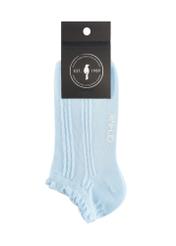 Blue women's socks SKADT-0078-7A(W26), product view with packaging on white background.