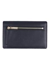 Black large leather women's wallet PORES-1011-99(Z26) - product view from the back, on a white background.