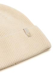 Beige women's winter hat CZADT-0178A-1B(Z26), close-up of the product detail on a white background.