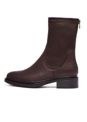 Dark brown leather women's ankle boots BUTYD-1296-1I(Z26), side view of the product on a white background.
