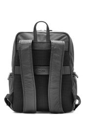 Men's leather black backpack TORMS-0477-99(Z25), product view from the back on a white background.