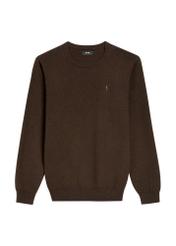 Brown men's cotton sweater SWEMT-0114A-1I(Z26) - front product view, on white background.