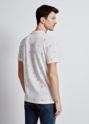 White polo with sailboat pattern men's POLMT-0071-11(W24)-02