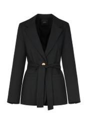 Women's black blazer with belt ZAKDT-0030-99(W24)-05