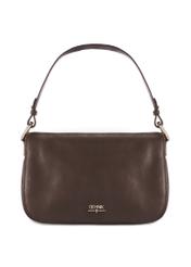 Women's brown leather messenger bag TORES-1253-1I(W26), front product view on white background.