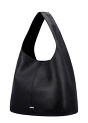 Black leather shopper bag TORES-1372A-9I(Z26), diagonal product view on white background.