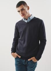 Men's navy blue v-neck sweater SWEMT-0136-69(Z23)-01