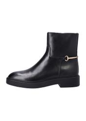 Women's leather black ankle boots BUTYD-1290-99(Z26), side view of the product on a white background.