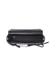 Small black women's handbag with bows TOREC-1379-99(Z26), product view inside on white background.