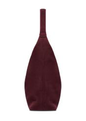 Burgundy suede handbag TORES-1404-4D(Z26) - side view of the product, on a white background.