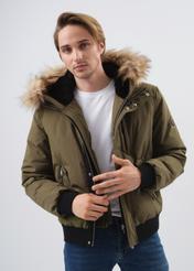 Men's olive green hooded jacket KURMT-0313-57(Z23)-01