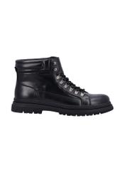 Men's black leather ankle boots BUTYM-0557-99(Z26), side view of the product on a white background.