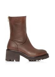 Brown insulated leather women's ankle boots BUTYD-1133-89(Z24)-01