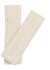 Beige women's gloves with a wool blend REKDT-0034-81(Z25) - product view from above on a white background.