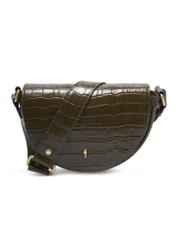 Semi-circular croco khaki women's handbag TORES-1328-8D(Z26) - front product view, on a light background.
