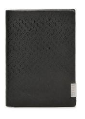 Black men's leather wallet with logo PORMS-0665-99(Z25), product view from the front on a white background.