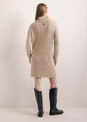 Beige sweater dress SUKDT-0295-1J(Z26), product view from the back on the model. Full body visible.