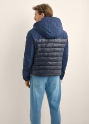 Men's dark navy quilted jacket KURMT-0429-7E(Z26), back view of the product on the model. Half of the silhouette visible.