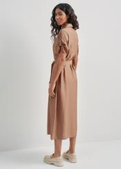 Brown long dress with short sleeves SUKDT-0180A-24(W25)