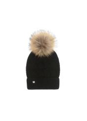 Black women's winter hat with pompom CZADT-0040B-99(Z24)-02