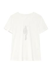 Cream women's T-shirt with logo TSHDT-0148-0B(Z26), front product view on white background.