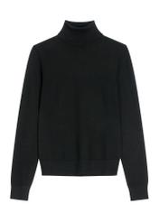 Black women's turtleneck sweater SWEDT-0272-99(Z26), front product view on white background.