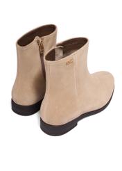 Women's suede ankle boots in cool beige color BUTYD-1193-1K(Z26), product views from the back on a light background.