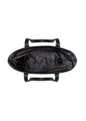 Black leather shopper bag TORES-1312-99(Z26), product view inside on white background.