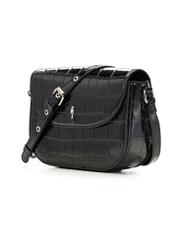 Black small croco shoulder bag TOREC-1244-9G(Z26) - diagonal product view, on a white background.