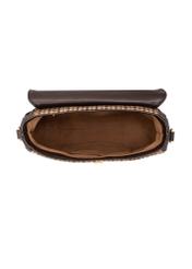 Small brown checkered bag TOREC-1328-1P(Z26), product view inside on white background.