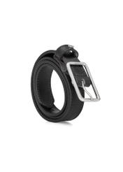 Women's black leather belt PASDS-0307-99(W26) - diagonal product view, on a white background.