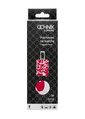 Pink cover for a large suitcase AW-013-0007-5P-L(W26), view of the product in the packaging on a white background.