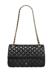 Black quilted chain bag TOREC-0443D-99(W25), front product view on white background.