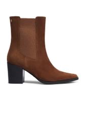 Light brown suede Chelsea boots with a block heel BUTYD-1352-1G(Z26), side view of the product on a white background.
