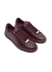 Burgundy women's leather sneakers BUTYD-1068-4E(Z26), diagonal product view on white background.