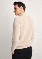 Beige men's sweater SWEMT-0175-80(Z25), product view from the back on the model. Half of the silhouette visible.