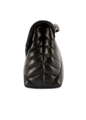 Women's leather handbag in black color TORES-1285-99(W26) - product view from the side, on a white background.