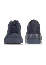 Men's navy blue leather sneakers BUTYM-0449-69(Z23)-03