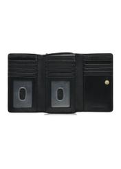 Black large women's leather wallet PORES-0930A-99(Z25) - top view of the open product on a white background.