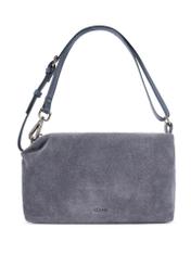 Navy blue suede women's handbag TORES-1249-7C(W26) - product view from the back, on a white background.