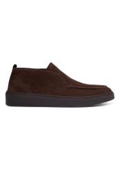 Dark brown suede men's shoes BUTYM-0549-1I(Z26), side view of the product on a white background.