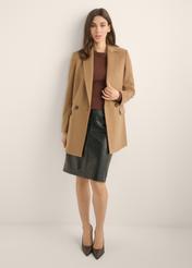 Women's wool coat in camel color PLADT-0071-1K(Z26)