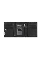 Black leather men's wallet with snap closure PORMS-0549A-99(Z25), product view inside on white background.