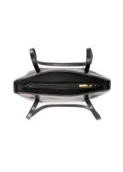 Black women's handbag with gloss TOREC-1205-9F(W26) - product view from above, on a white background.