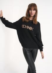 Black women's sweater with OCHNIK logo SWEDT-0163-99(Z22)-02