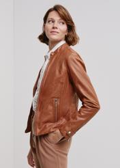 Cognac leather jacket for women KURDS-0473-1352(W24)-01